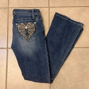 Fire & Rain Comfort Denim Embellished Women's Blue Jeans Western Bootcut Size 9